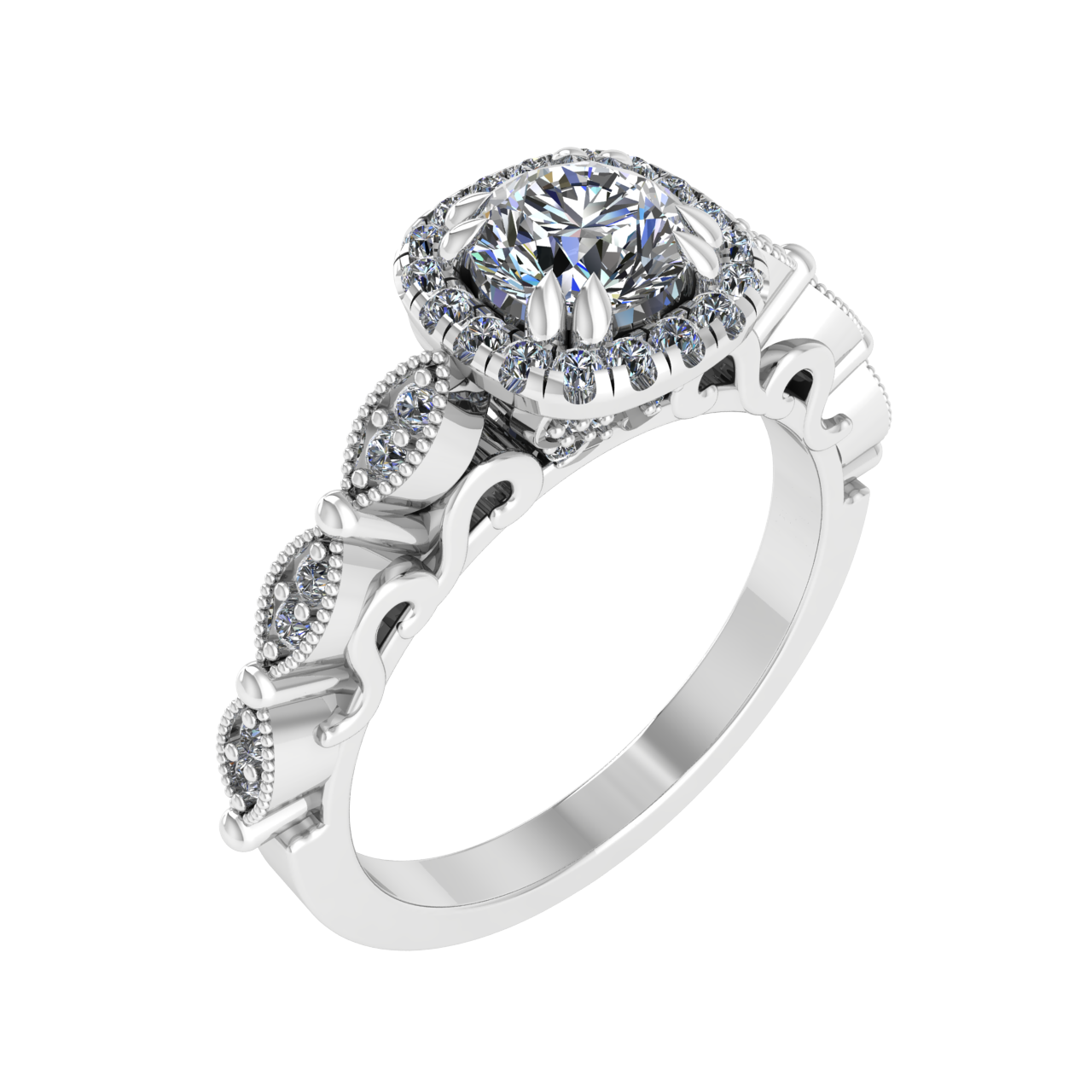 HALO 5.00mm ROUND ENGAGEMENT RING